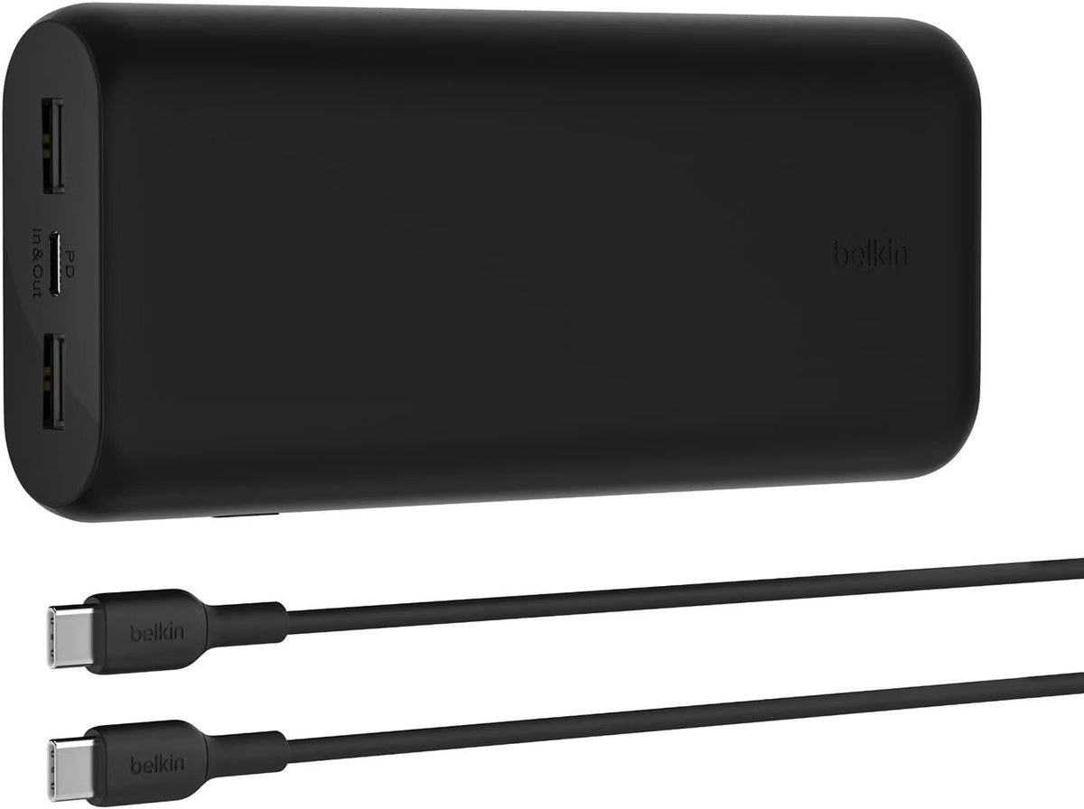 Belkin BoostCharge 3-Port Compact Power-Ban 20K with PD 20W, Portable Charger