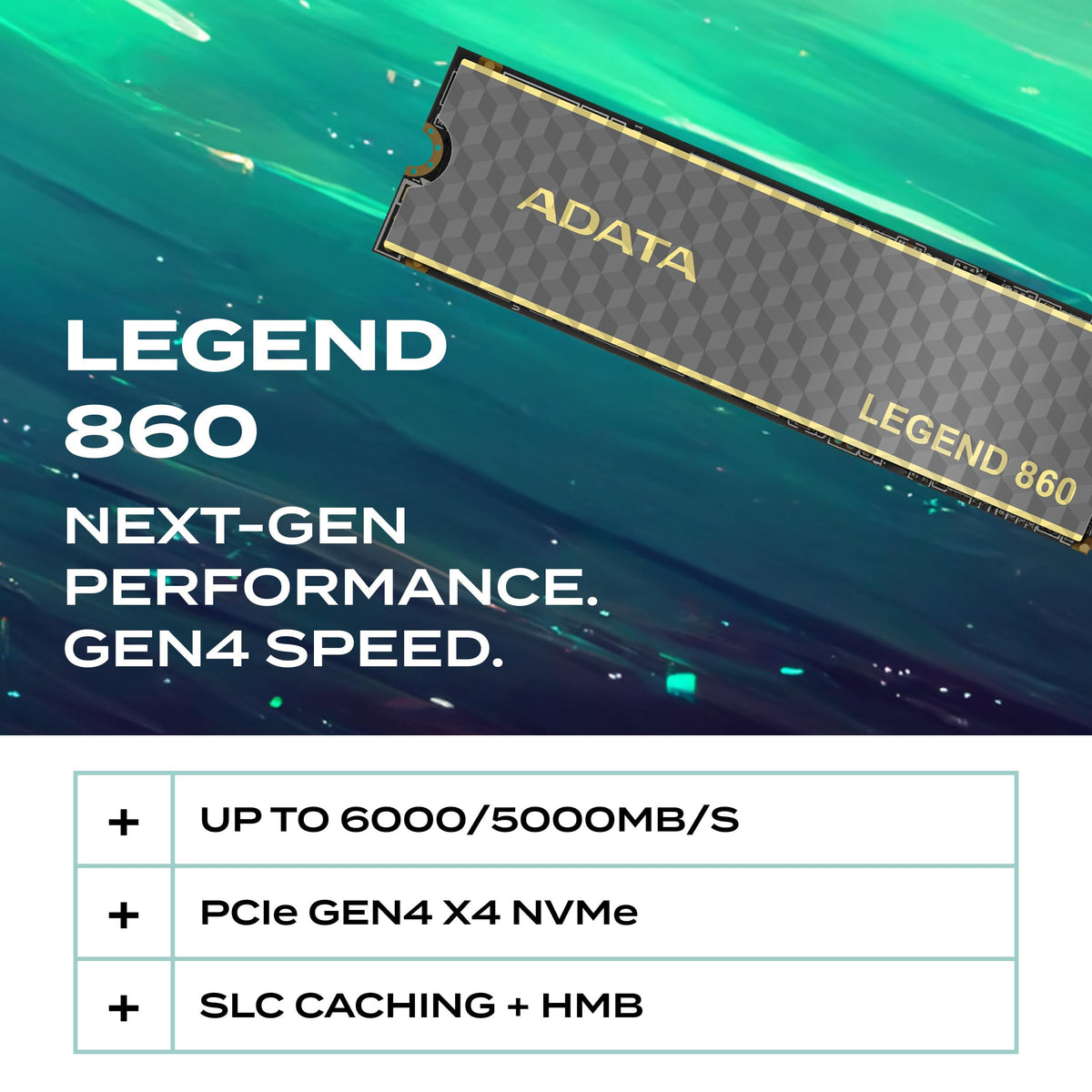 ADATA LEGEND 860 SLEG-860-500GCS internal solid state drive 500 GB M.2 PCI Express 4.0 NVMe 3D NAND