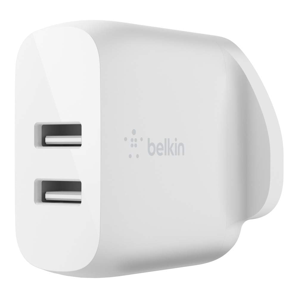 Belkin WCB002MYWH Boost Charge Dual USB-A 24W Wall Mobile Device Charger, White