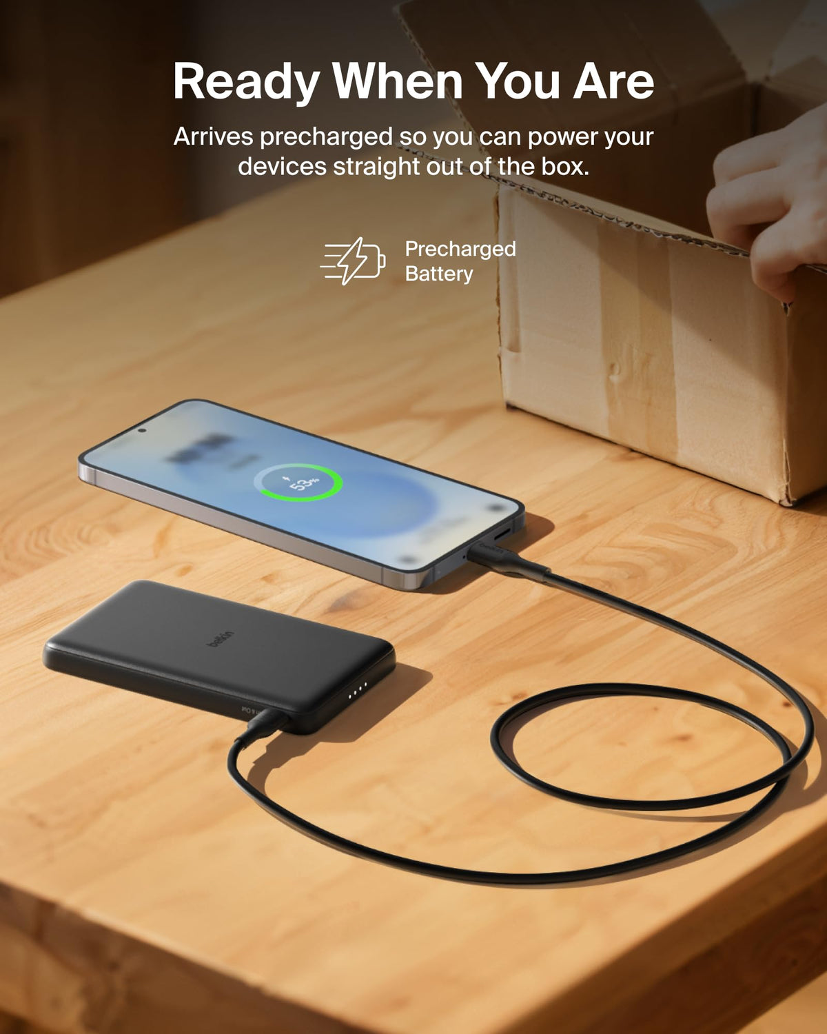 Belkin BoostCharge 5000mAh Slim Magnetic Power Bank with USB C Port - Black
