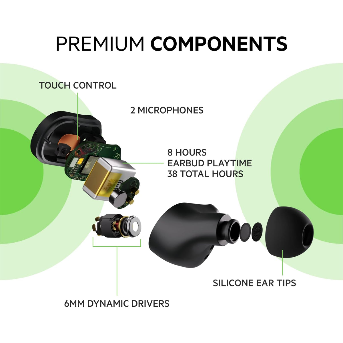 Belkin SOUNDFORM Play True Wireless Earbuds, Wireless Earphones with 3 EQ Presets, IPX5 Sweat and Water Resistant, 38 Hours Play Time for iPhone, Galaxy, Pixel and More - Black