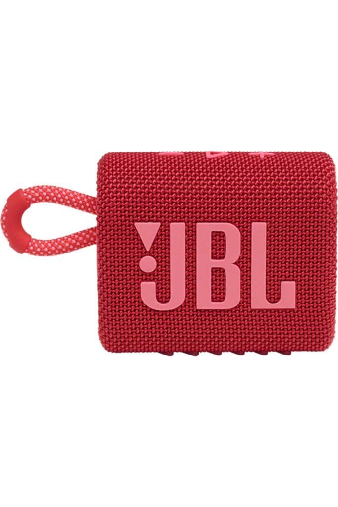 JBL GO 3 Wireless Bluetooth Portable Speaker with Integrated Loop for Travel with USB C Charging Cable, Red