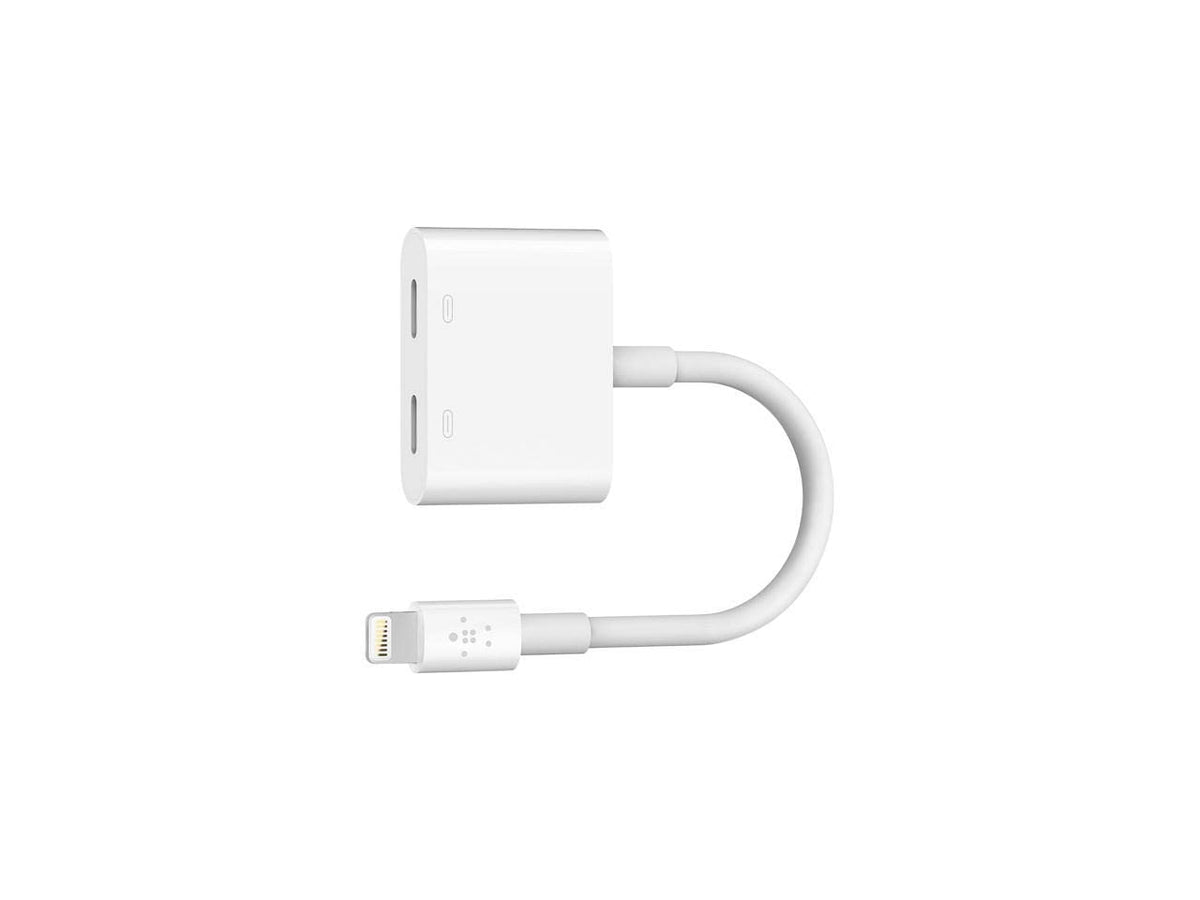 Belkin Rockstar Audio Lightning Adapter + Charging (Charging Adapter for iPhone 12, 12 Pro, 12 Pro Max, 12 Mini, 11, 11 Pro/Pro Max, XS, XS Max, XR, X, SE, 8/8 Plus etc) White F8J198btWHT
