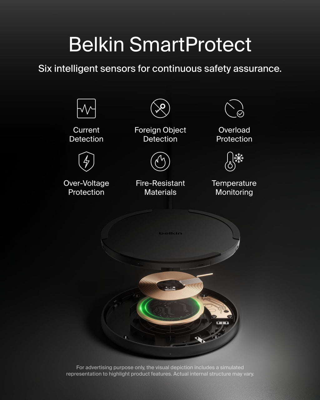 Belkin BoostCharge Wireless Charging Pad with Qi, 15W Fast Charging - Black