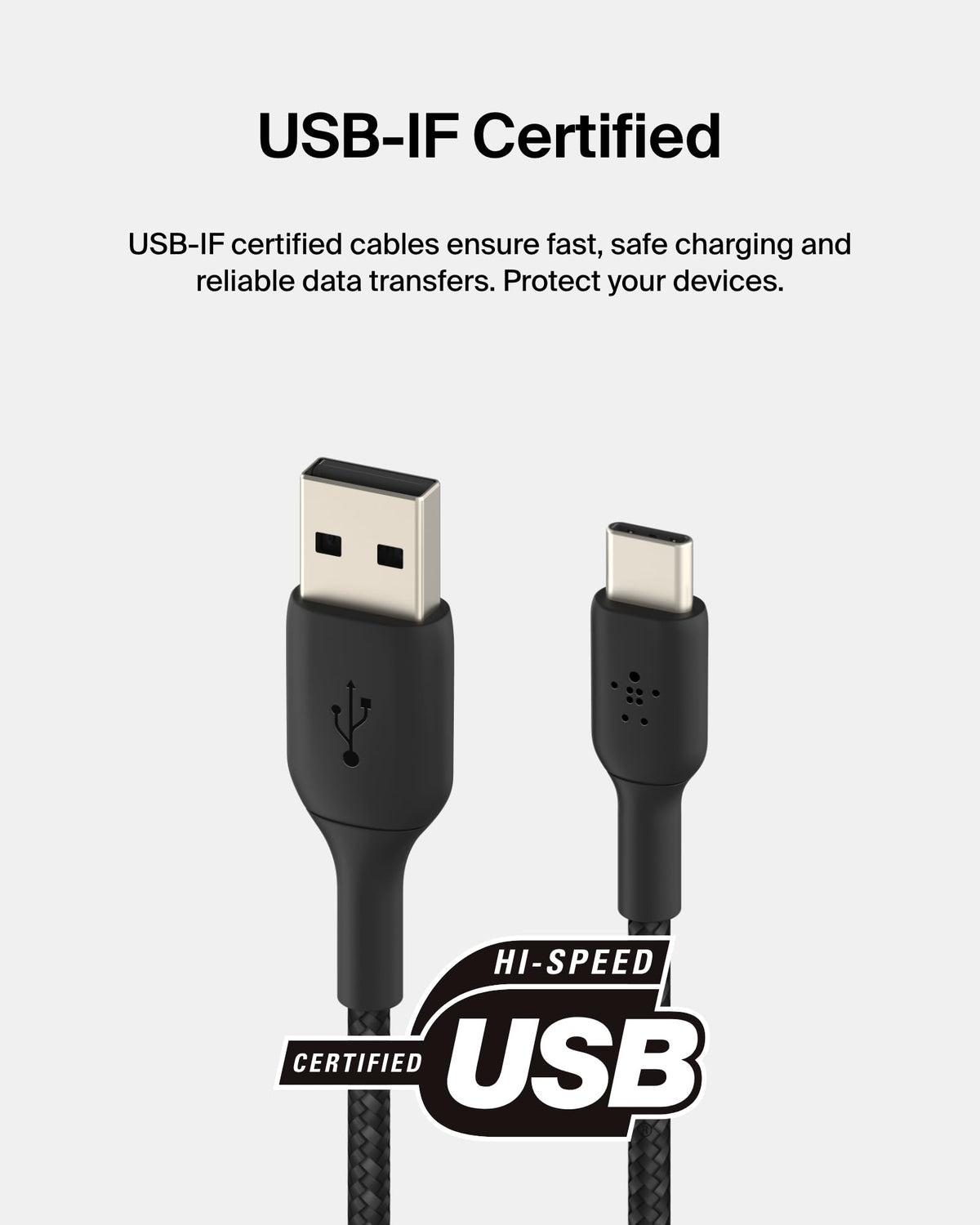 Belkin BoostCharge Braided USB C charger cable, USB-C to USB-A cable, USB type C charging cable for iPhone 16, 15, Samsung Galaxy S24, S23, Pixel, iPad, MacBook, Nintendo Switch and more - 2m, Black