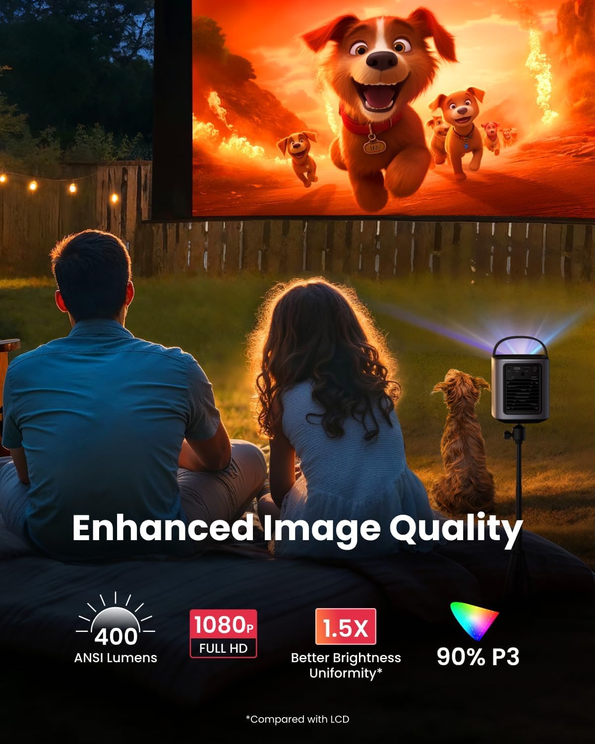 soundcore Nebula Anker Mars 3 Air 1080p Mini Projector with Case, Officially Licensed Google TV & Netflix, 400 ANSI-Lumen, Wi-Fi, Dolby Digital, 2×8W Speakers, 150-Inch Display, 2.5-Hour Playtime