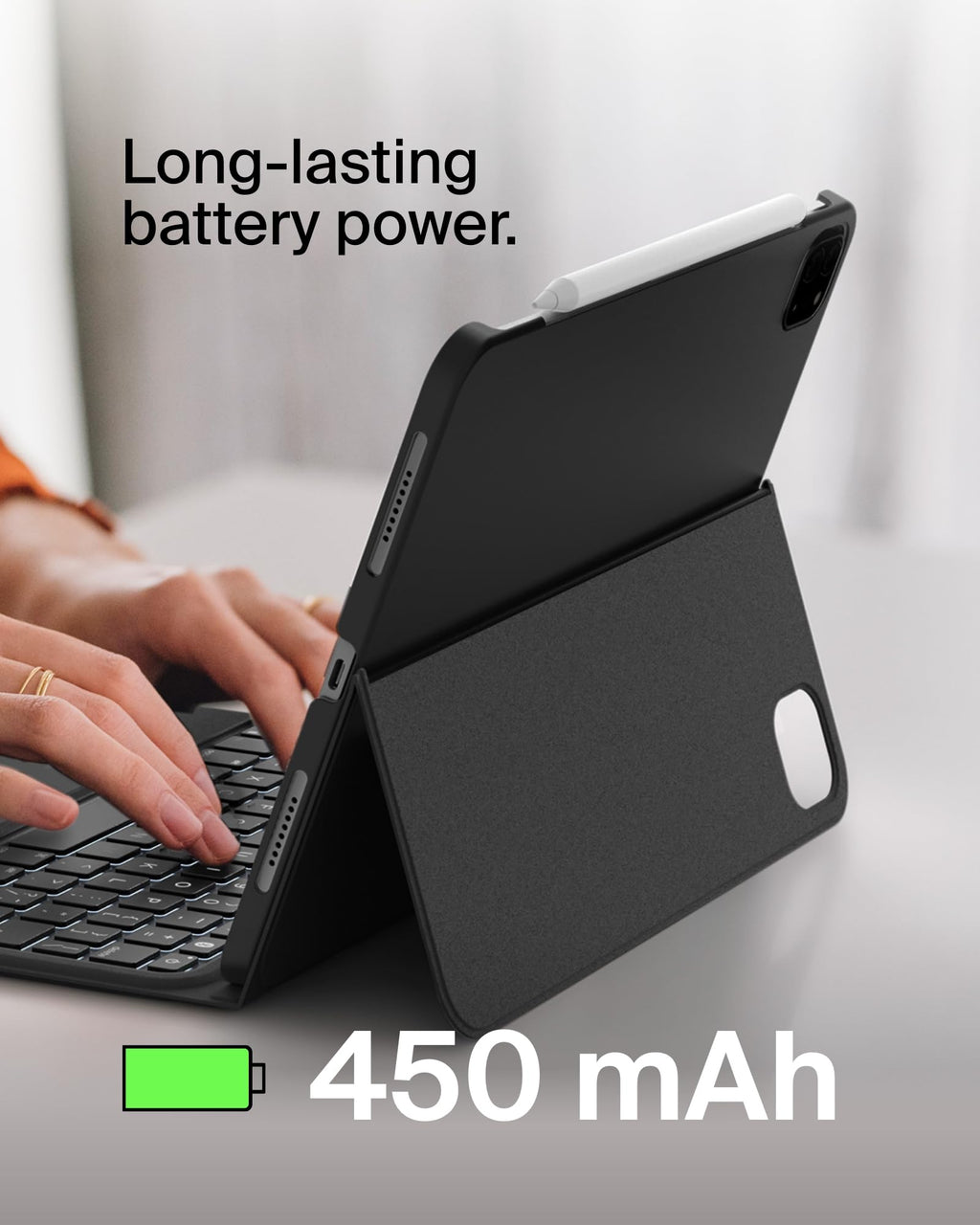 Belkin Everyday iPad Keyboard Case with Cradle, Backlit Bluetooth Keyboard, Trackpad Gestures, Magnetic Apple Pencil Holder, QWERTY, Media Keys, For iPad Air 11” M2/M3, 10.9”, iPad Pro 11”