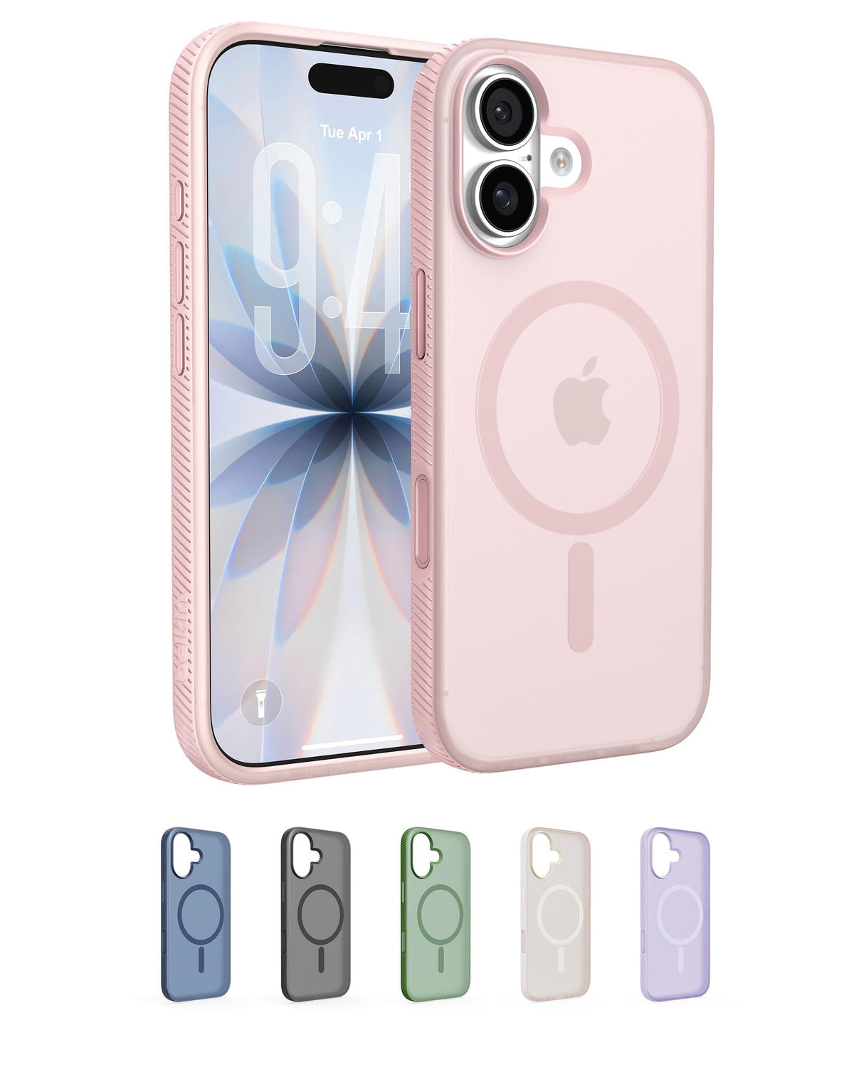 Belkin SheerForce Grip MagSafe Compatible iPhone 17 Case with Slim Design & Anti-Slip Side Lines - Magnetic, Transparent, & Shockproof Protective iPhone Case - Pink
