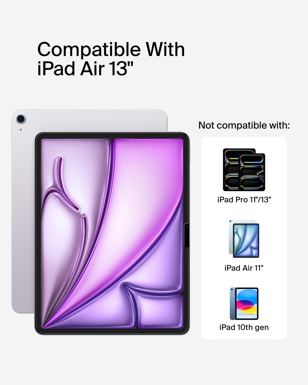Belkin ScreenForce TemperedGlass screen protector for iPad Air 13-inch, 9H hardness rating tempered glass, 0.33mm thin, scratch-resistant with easy installation, compatible with case and Apple Pencil