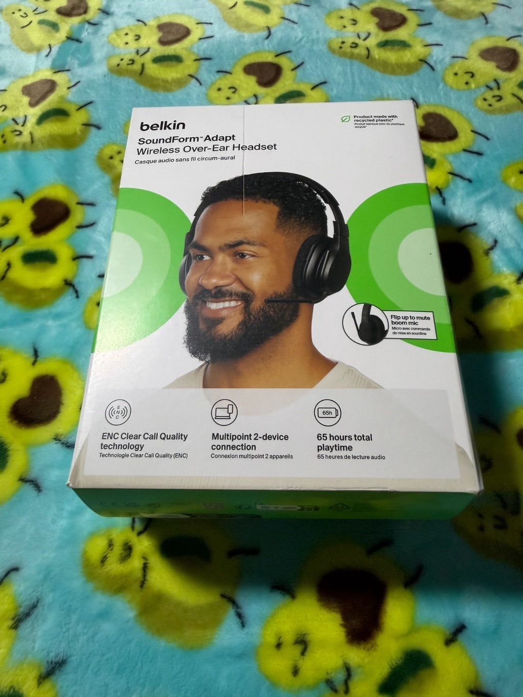 Belkin SoundForm Adapt Wireless Headset Microphone Noise Cancellation 45H New