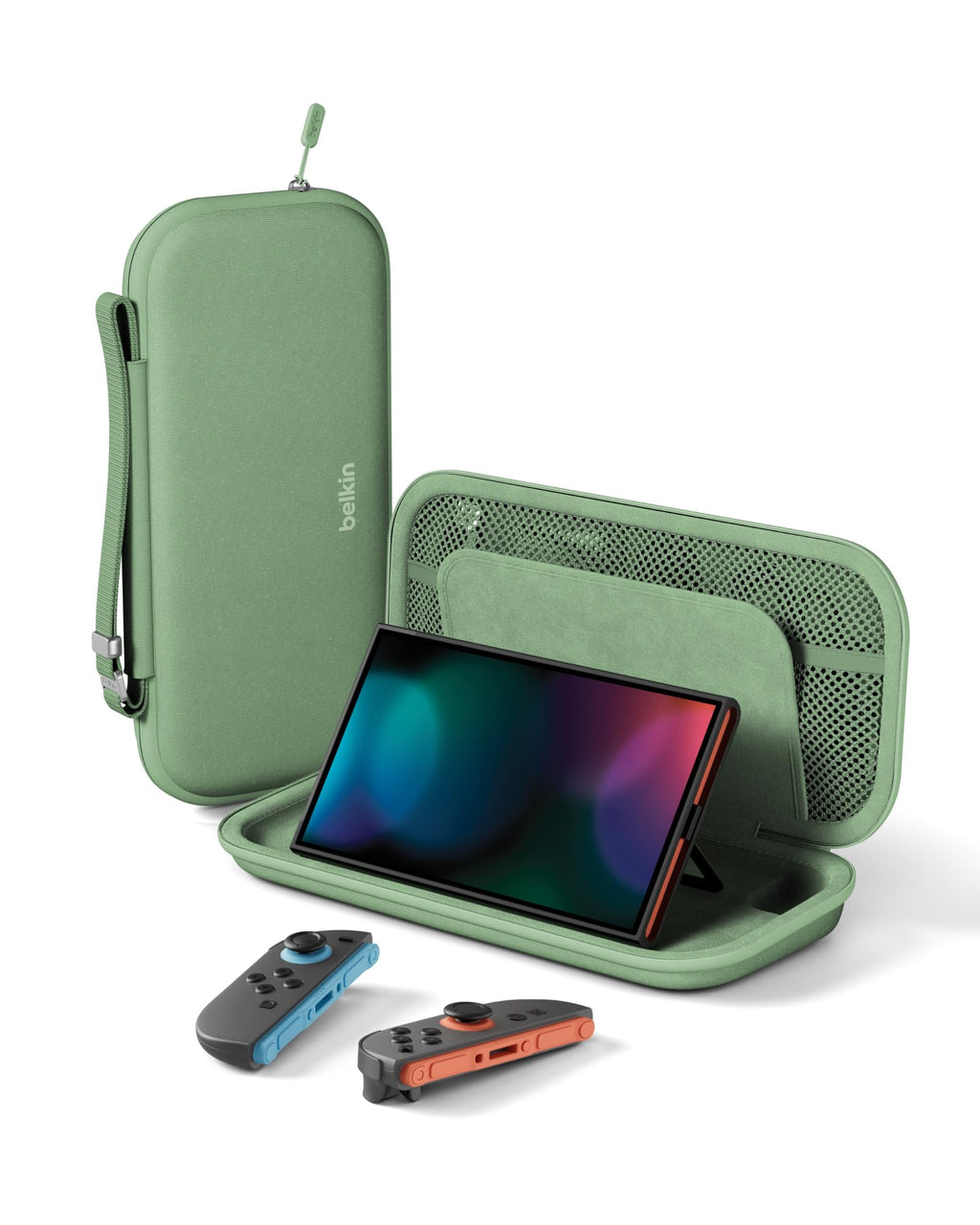 Belkin Gaming Nintendo Switch 2 Case Travel Bag with AirTag Holder - Green