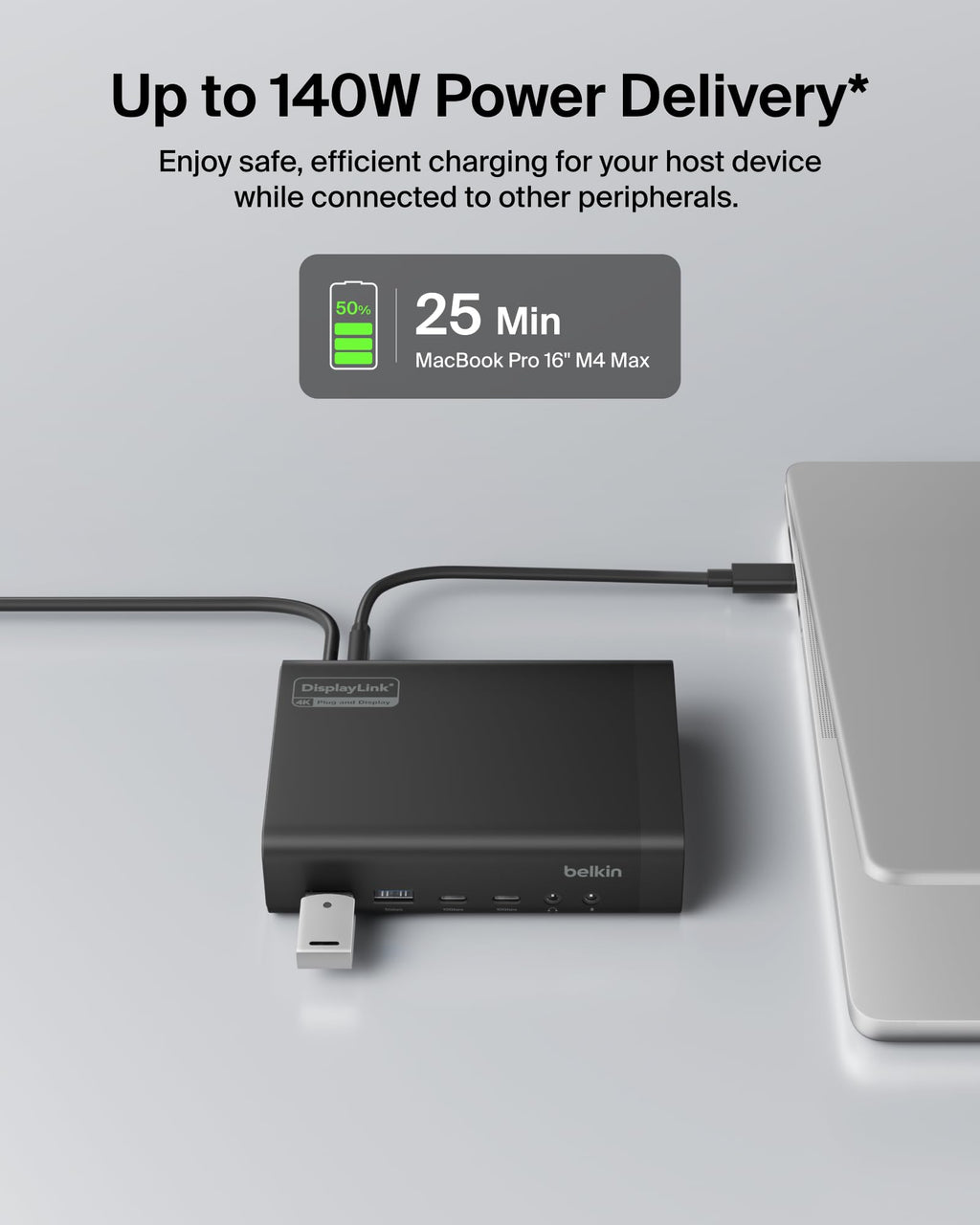 Belkin Connect 14-in-1 Docking Station 140W, Dual Display USB C Dock with 4K@60Hz Support, DisplayLink Technology - USB C Dock with 10Gbps Data Transfer, 1Gb Ethernet Port - Laptop Expansion Hub