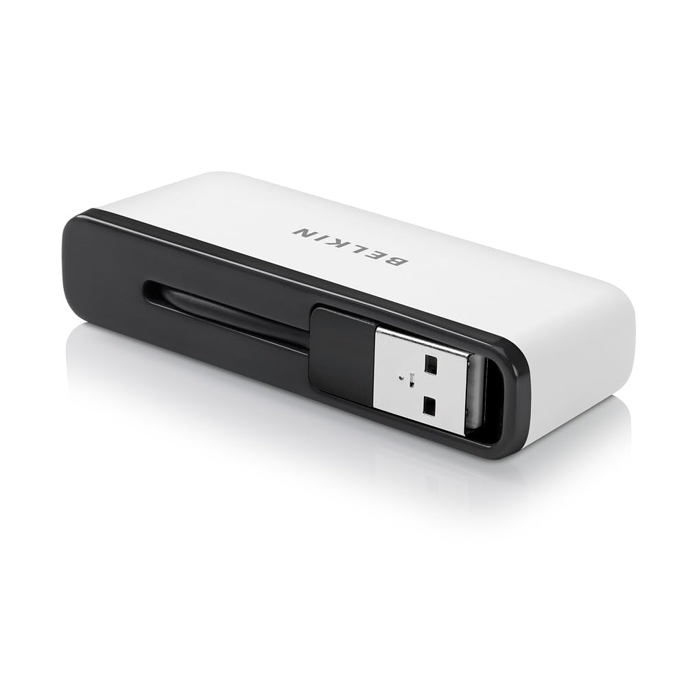 Belkin Portable 4 Port Travel USB Hub, White/Black