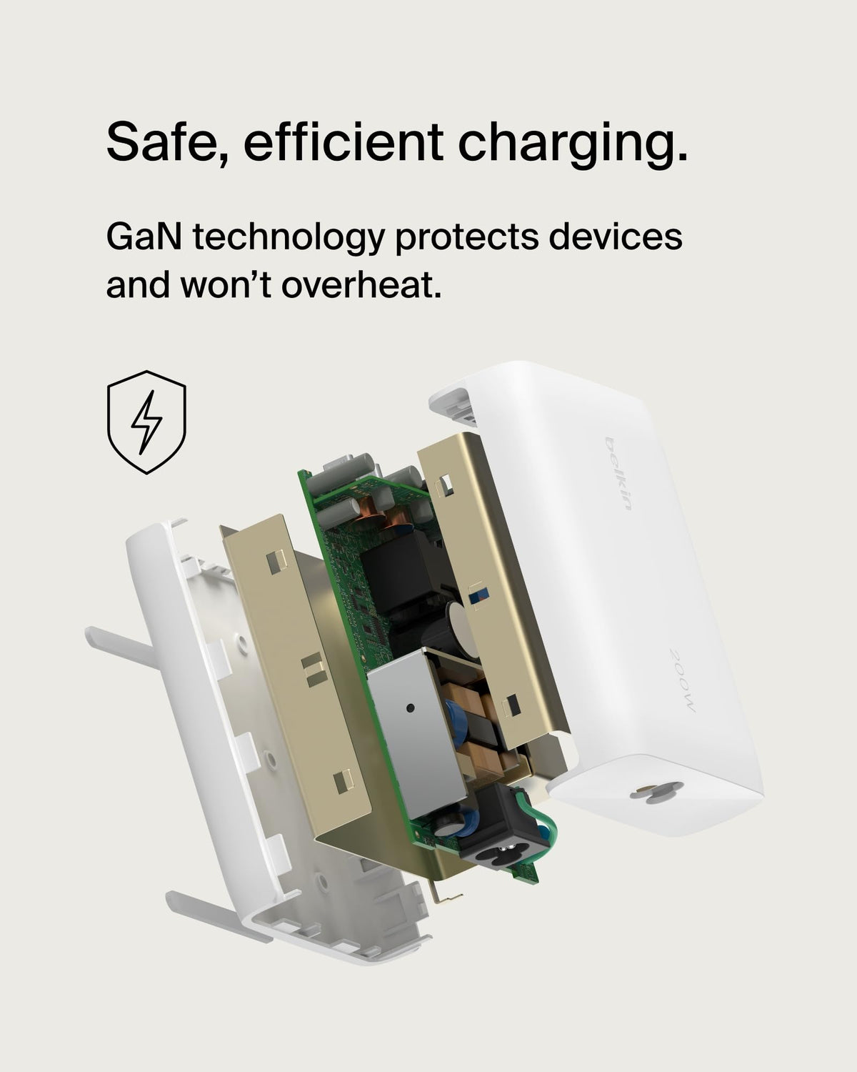 Belkin BoostCharge Pro 4-Port USB-C GaN Wall Charger, 200W Multi-Port Charger w/USB-C PD 3.1 Fast Charge + 5ft Power Cord for MacBook Pro, iPhone 17, Air, iPad, Galaxy S25, Pixel 10, Laptop - White