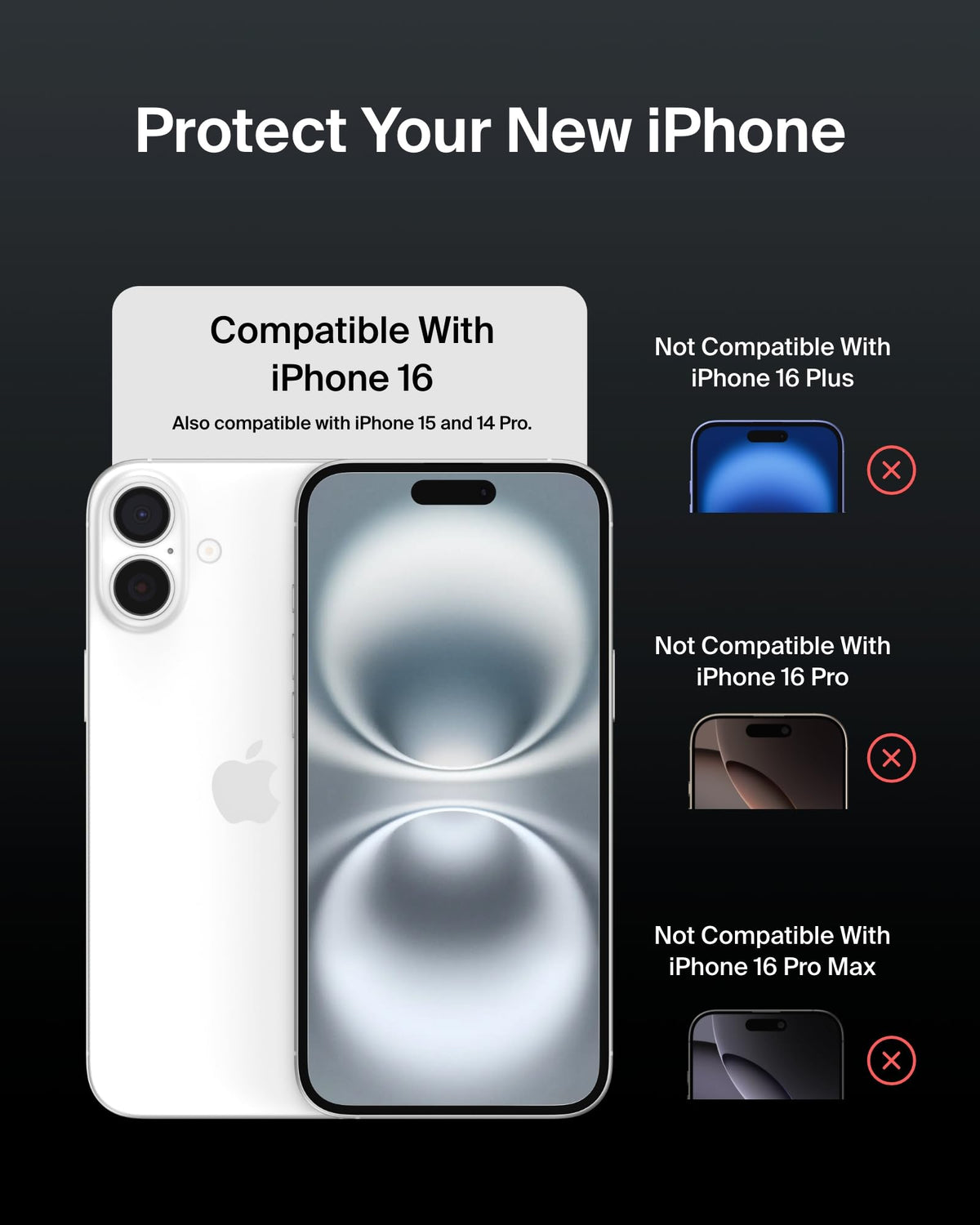 Belkin ScreenForce InvisiGlass iPhone 16 Privacy Screen Protector, scratch-resistant impact protection, easy align tray for bubble free application, recycled glass for iPhone 16, iPhone 15, 14 Pro