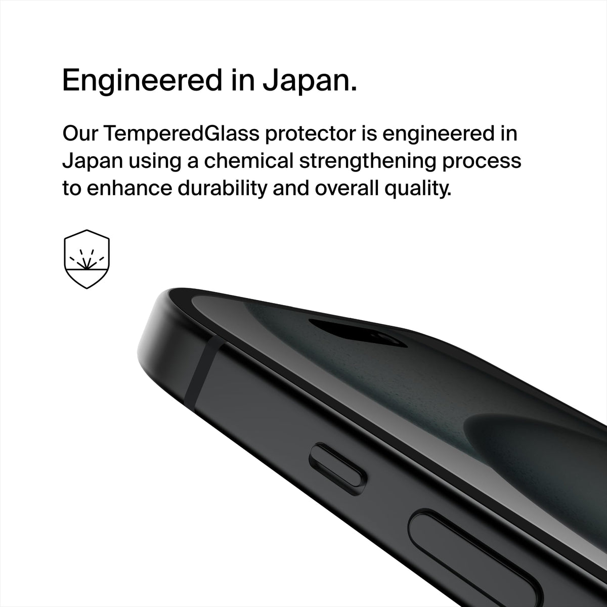 Belkin ScreenForce TemperedGlass Treated Privacy Screen Protector for iPhone 15 & iPhone 14 Pro - Slim & Scratch-Resistant - Includes Easy Align Tray for Bubble Free Application