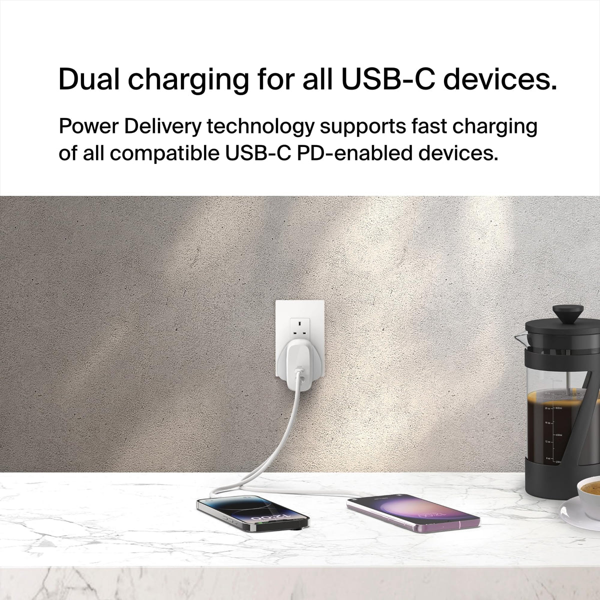 Belkin BoostCharge 60W Dual USB-C plug with PPS, Fast Charger USB-C