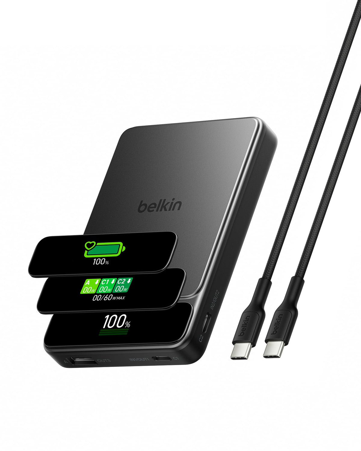 Belkin UltraCharge Pro Semi-Solid-State 10000mah Power Bank, 60W Charging