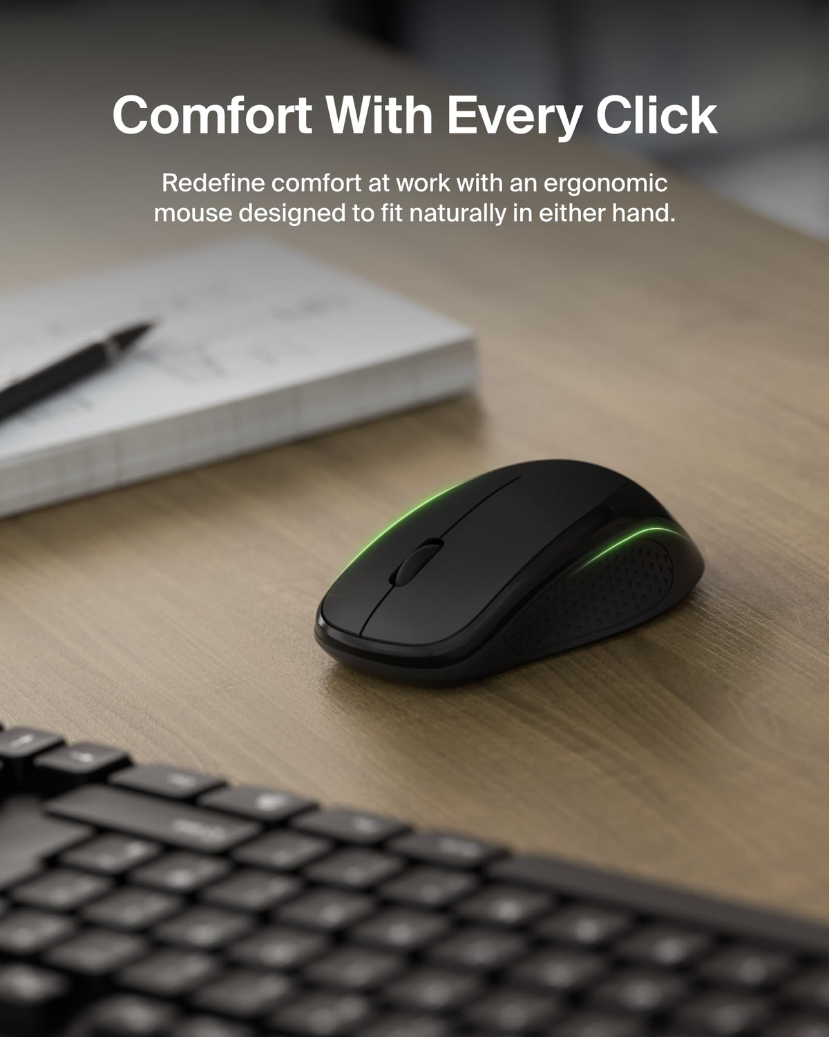 Belkin Wireless Keyboard and Mouse with USB-A Receiver - Keyboard Set with Wireless Mouse, Ergonomic Design for Home, Office, Desk, Compatible with Laptop, PC, Windows - Batteries Included