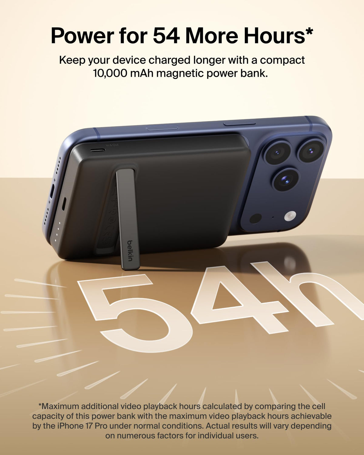 Belkin BoostCharge 10000mAh Slim Magnetic Power Bank with Kickstand - Black