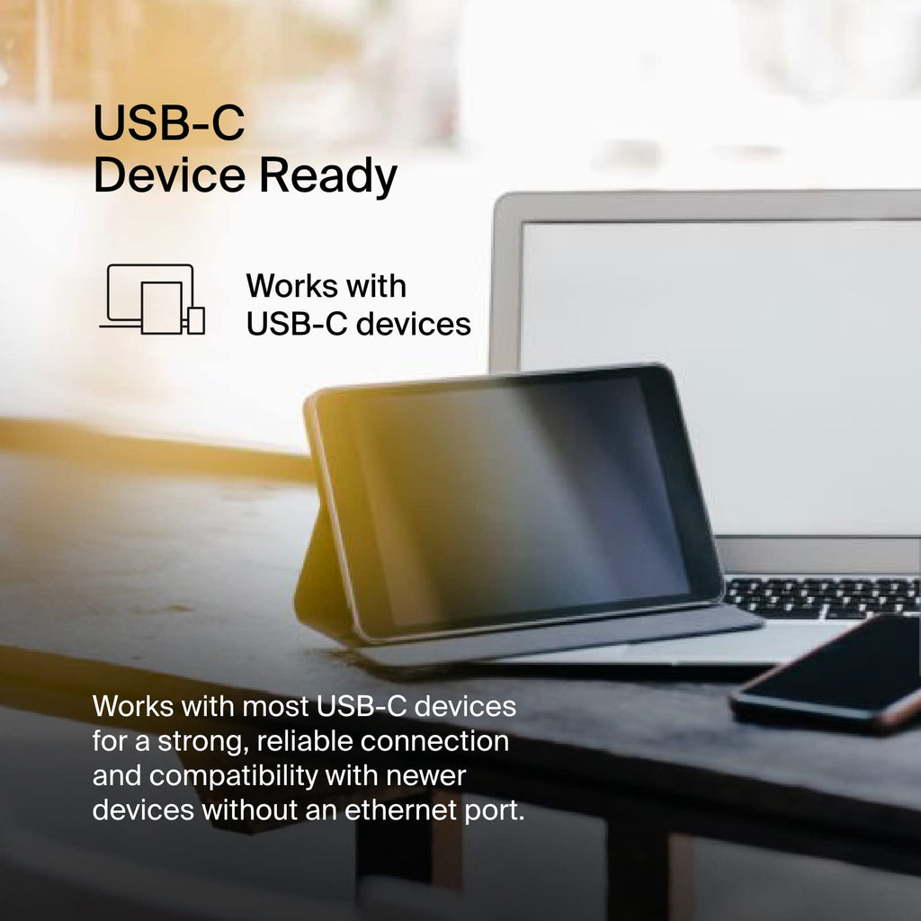 Belkin USB Type C to 2.5 Gb Ethernet Adapter, USB-IF Certified Thunderbolt 3 & 4 / USB-C to LAN Network Adapter Compatible with MacBook Pro/Air, iPad Pro, XPS, Surface, and Other USB-C Devices