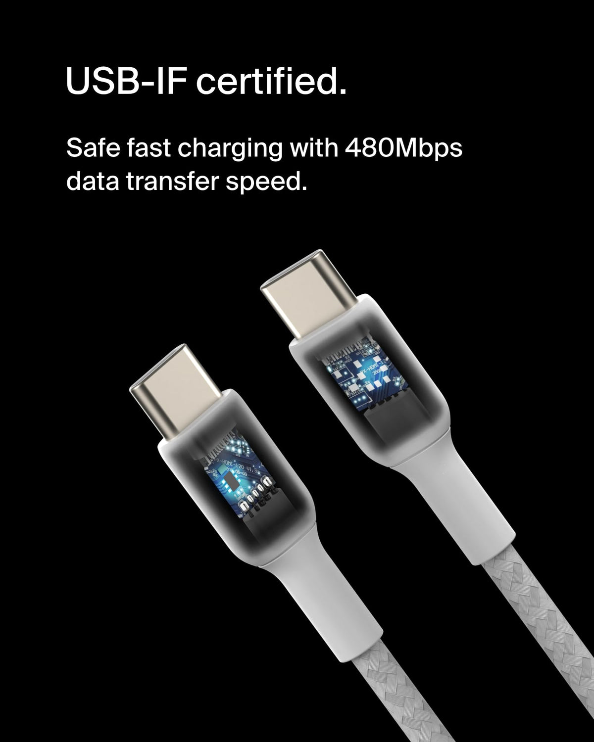 Belkin BoostCharge braided USB C to fast charger cable, USB type C charger cable fast charging for iPhone 16, 15, Samsung Galaxy S24, S23, Pixel, iPad, MacBook, Nintendo and more - 1m, White