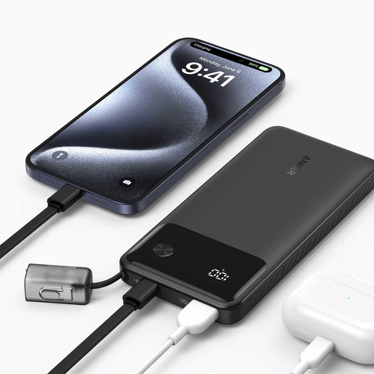 Anker Power Bank Powercore 10000mAh 22.5W Portable Charger with USB C Lanyard Cable A1388