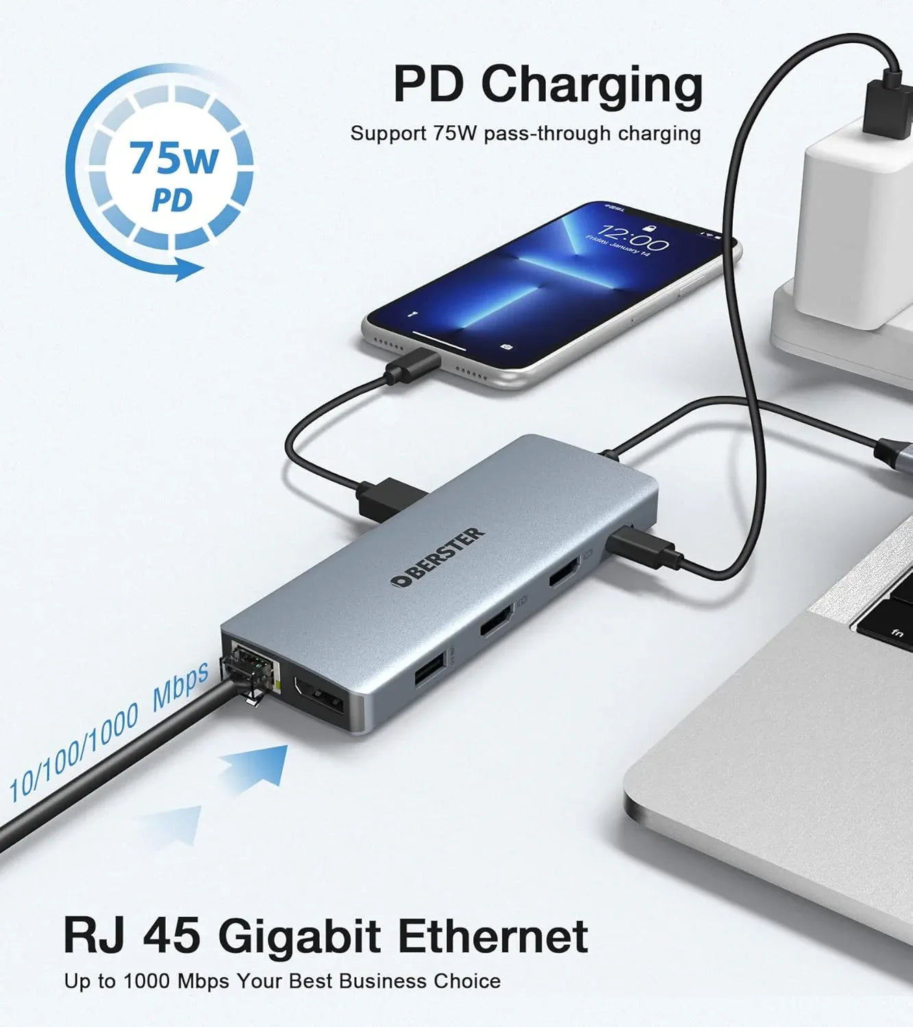 USB-C Docking Station 12-in-1 for Win/Mac with Triple Display Multi-Functional