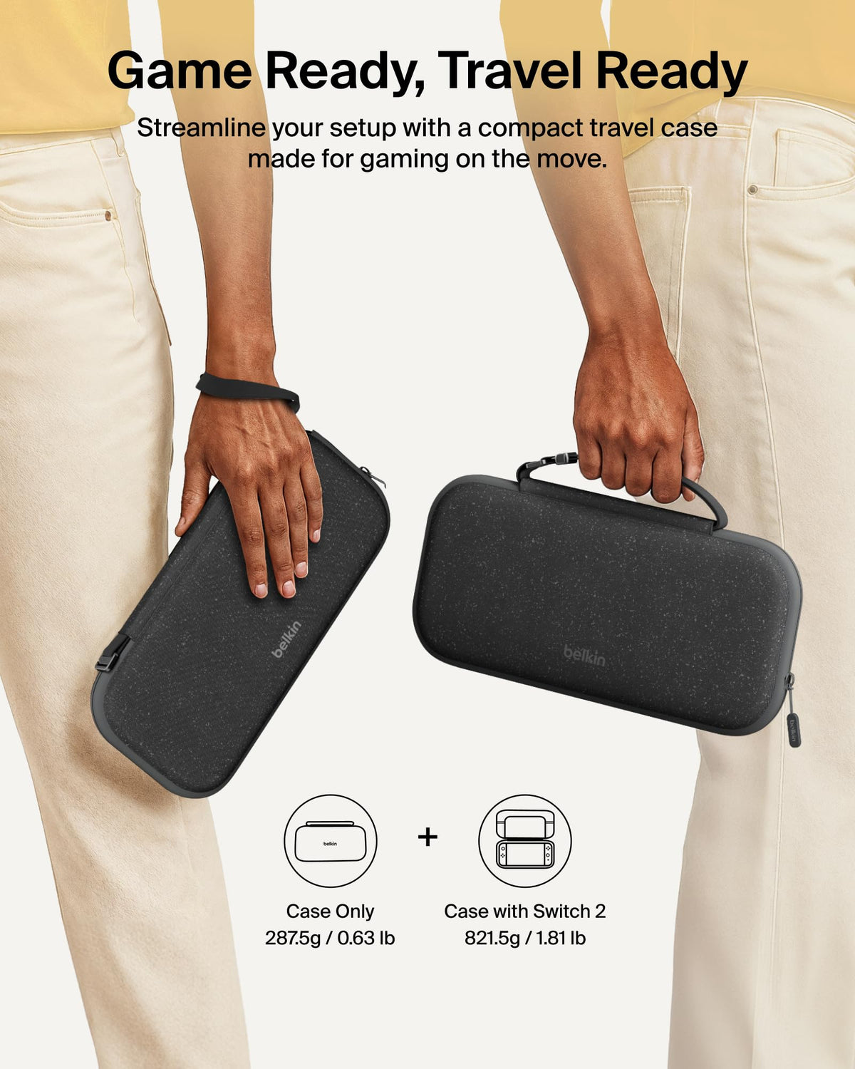 Belkin Gaming Nintendo Switch 2 Case Travel Bag with AirTag Holder - Black