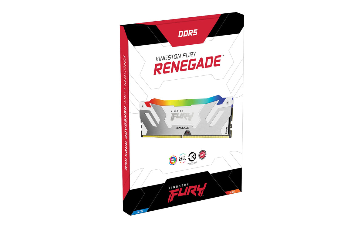Kingston FURY Renegade White RGB XMP 32GB 6400MT/s DDR5 CL32 DIMM Desktop Gaming Memory - KF564C32RWA-32