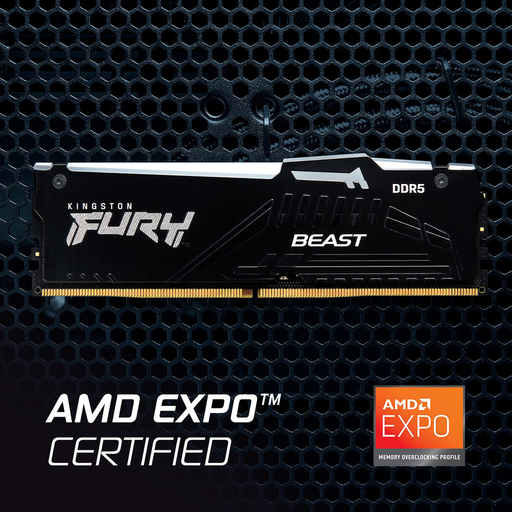 Kingston FURY Beast Black RGB 32GB (2x16GB) 5600MT/s DDR5 CL36 DIMM Desktop Gaming Memory Kit of 2 - KF556C36BBEAK2-32