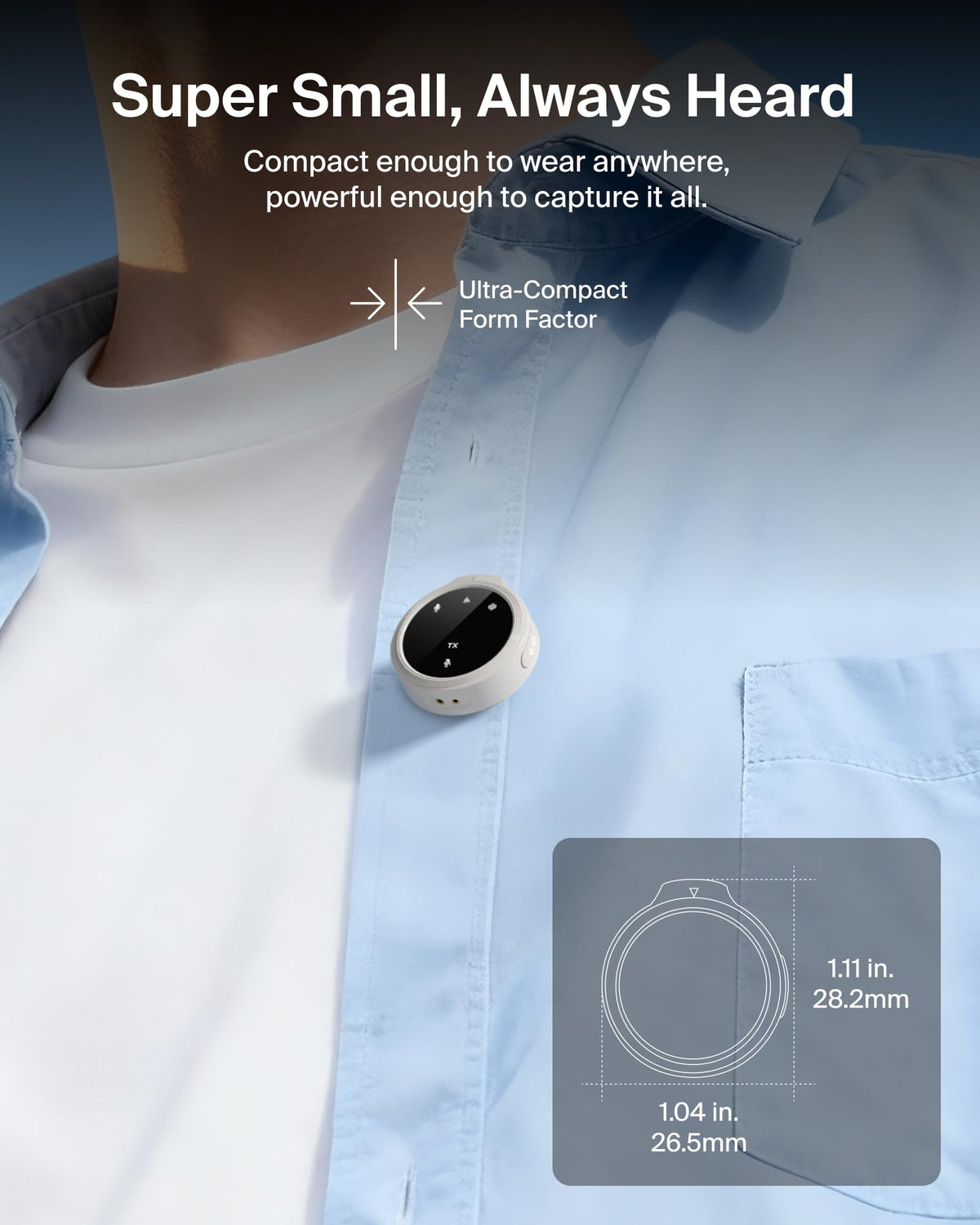 Belkin Stage Wireless Clip On Microphone, Dual Wearable Clip On Mic for iPhone, Android, 24-bit/48 kHz, 36H Battery, Noise Reduction, Magnetic Mini Omnidirectional Mic for YouTube, Podcast, Vlogging