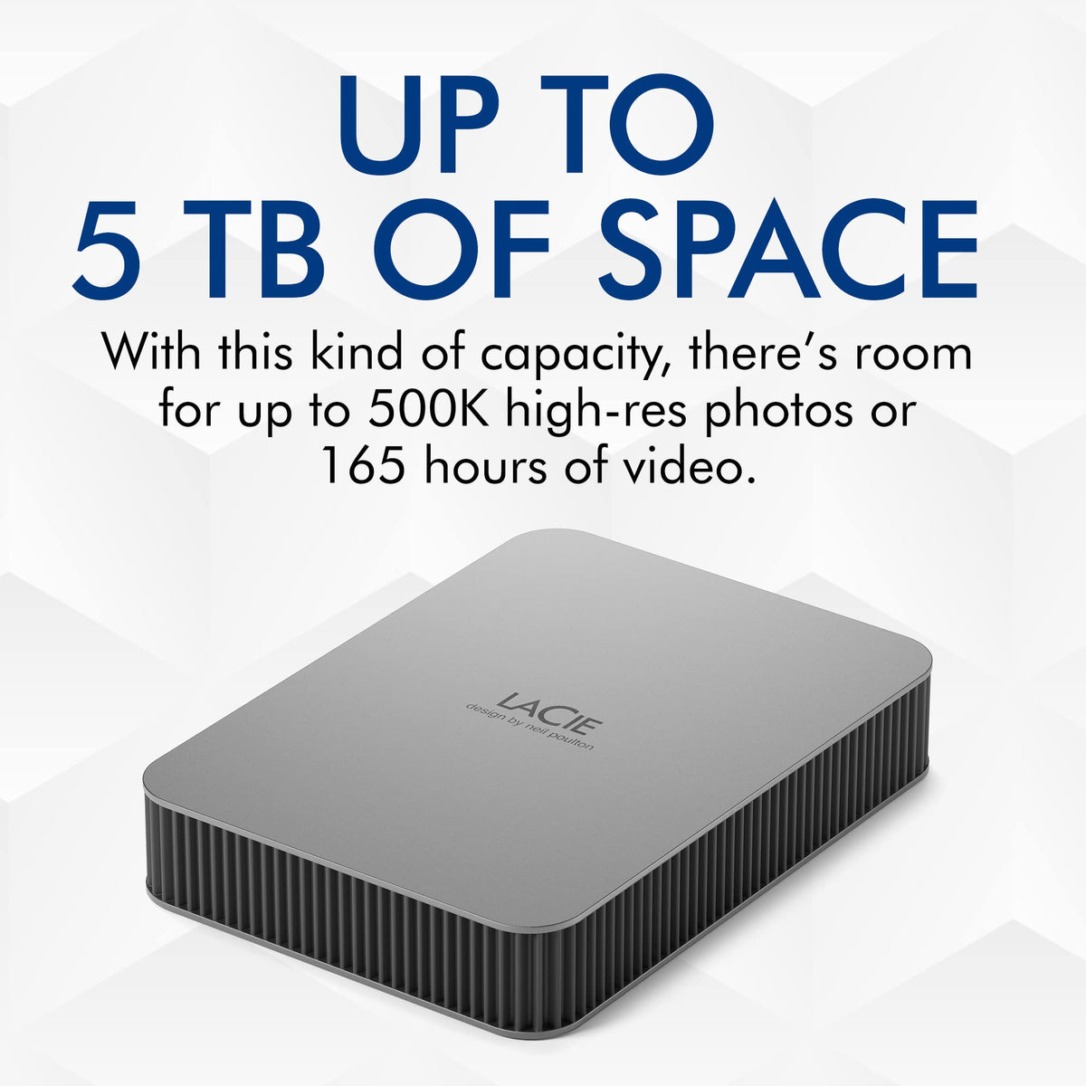 LaCie Mobile Drive Moon 1TB, External Hard Drive Portable, PC Mac iPad & iPhone, Data Rescue Services (STLP1000400)