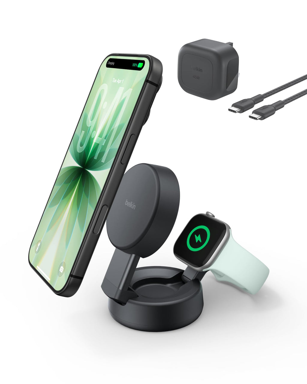 Belkin UltraCharge Pro 2 in 1 Qi2 Wireless Charging Station, 25W - Black