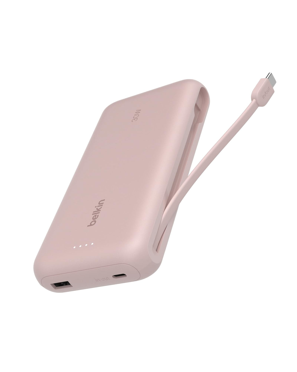 Belkin BoostCharge 20000mAh Power Bank with Integrated USB-C Cable - Pink