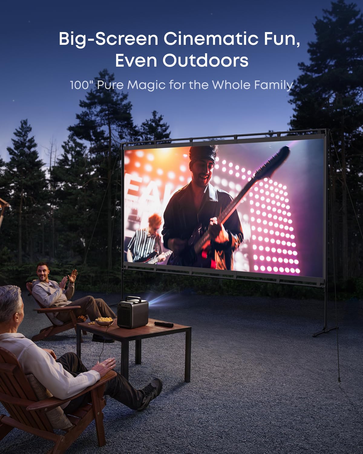NEBULA 100-Inch Outdoor Projector Screen with Stand, Portable Carry Bag, 16:9 Film Screen, Quick and Easy Setup, Wrinkle-Free and Washable, Durable Aluminium, for Outdoor, Garden, Home Theater