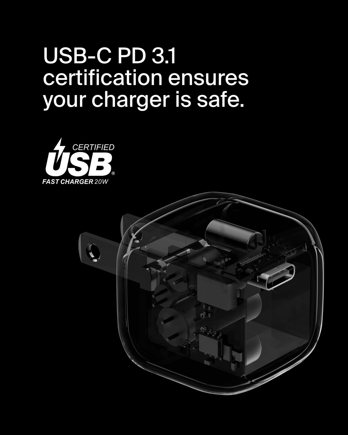 Belkin 20W Compact USB C Charger Block, Fast Charging for Travel