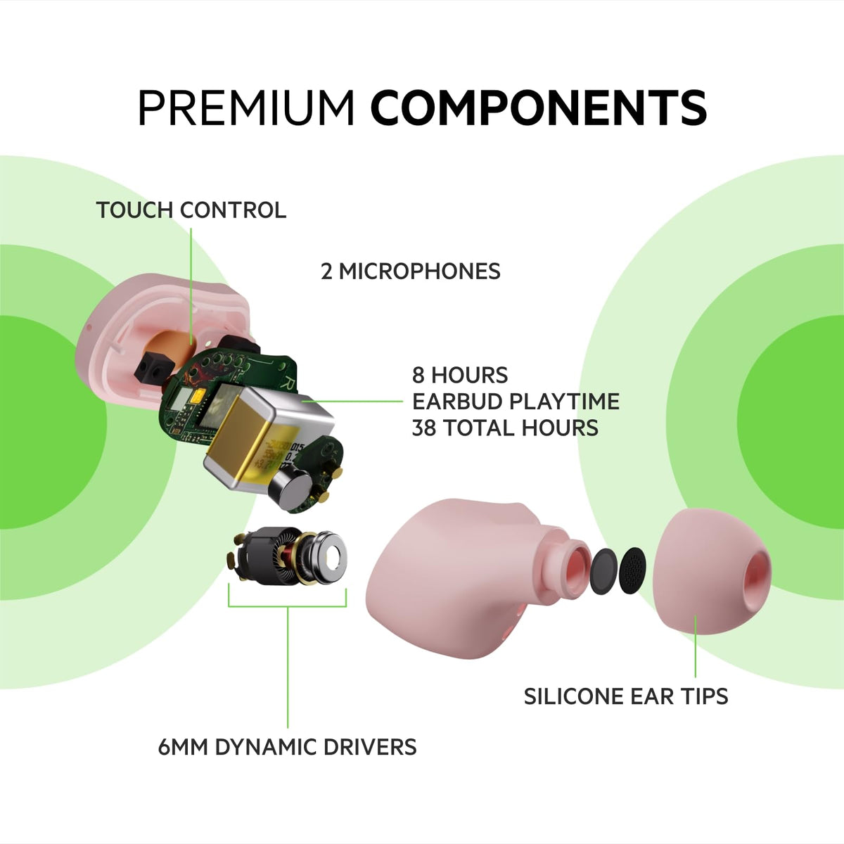 Belkin SOUNDFORM Play True Wireless Earbuds, Wireless Earphones with 3 EQ Presets, IPX5 Sweat and Water Resistant, 38 Hours Play Time for iPhone, Galaxy, Pixel and More - Pink