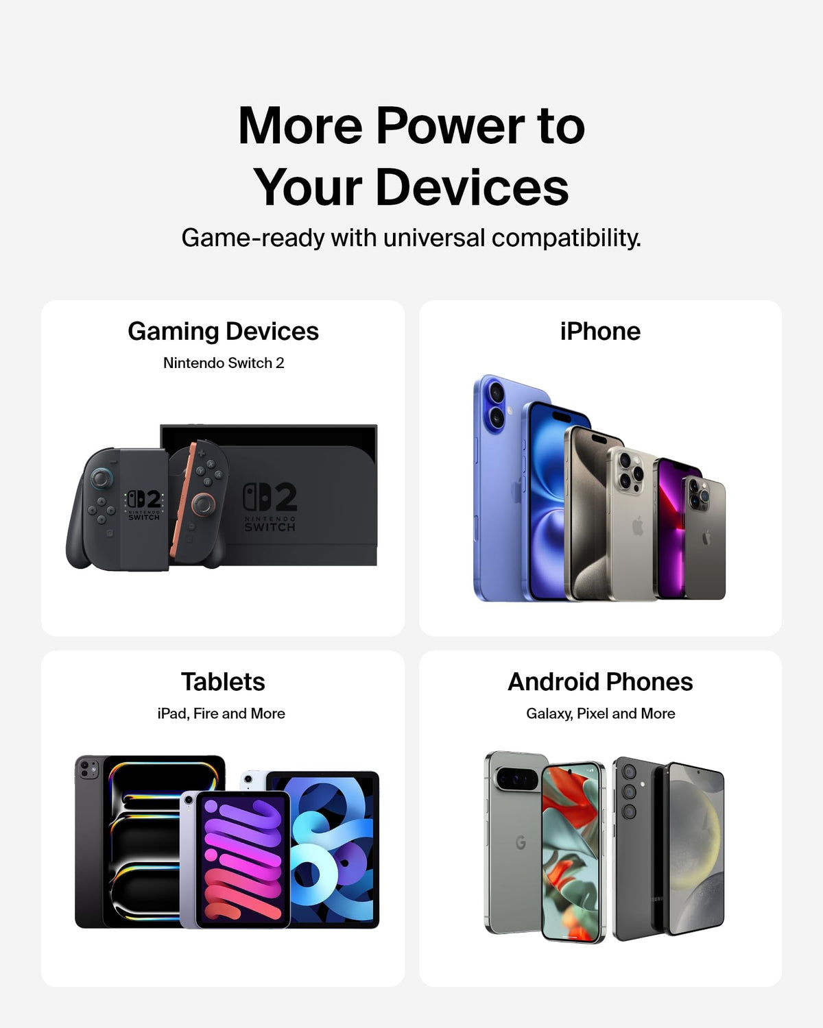 Belkin Gaming Dual USB-C Plug 65W, Wall Charger USB 3.0 Fast Charger with GaN Technology for Nintendo Switch 2, iPhone 16, iPad, MacBook Air, Chromebook, Samsung Galaxy S25 Ultra, and More - Black