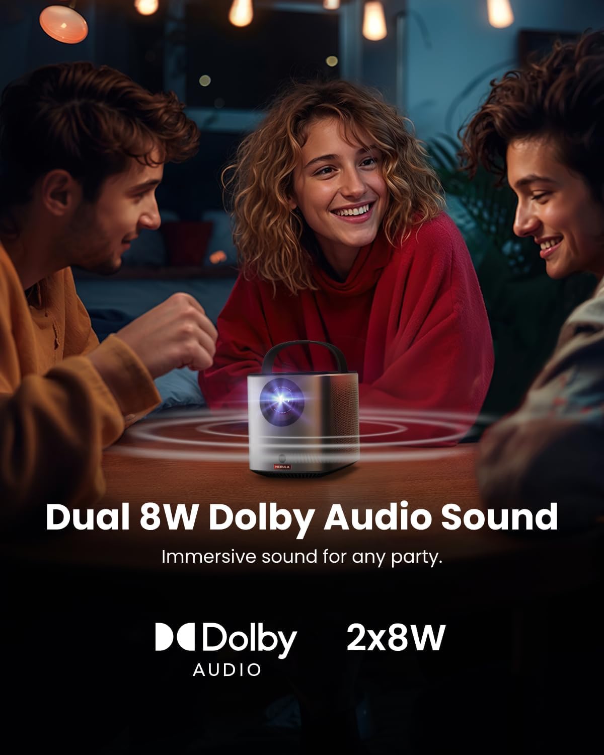 soundcore Nebula Anker Mars 3 Air 1080p Mini Projector with Case, Officially Licensed Google TV & Netflix, 400 ANSI-Lumen, Wi-Fi, Dolby Digital, 2×8W Speakers, 150-Inch Display, 2.5-Hour Playtime
