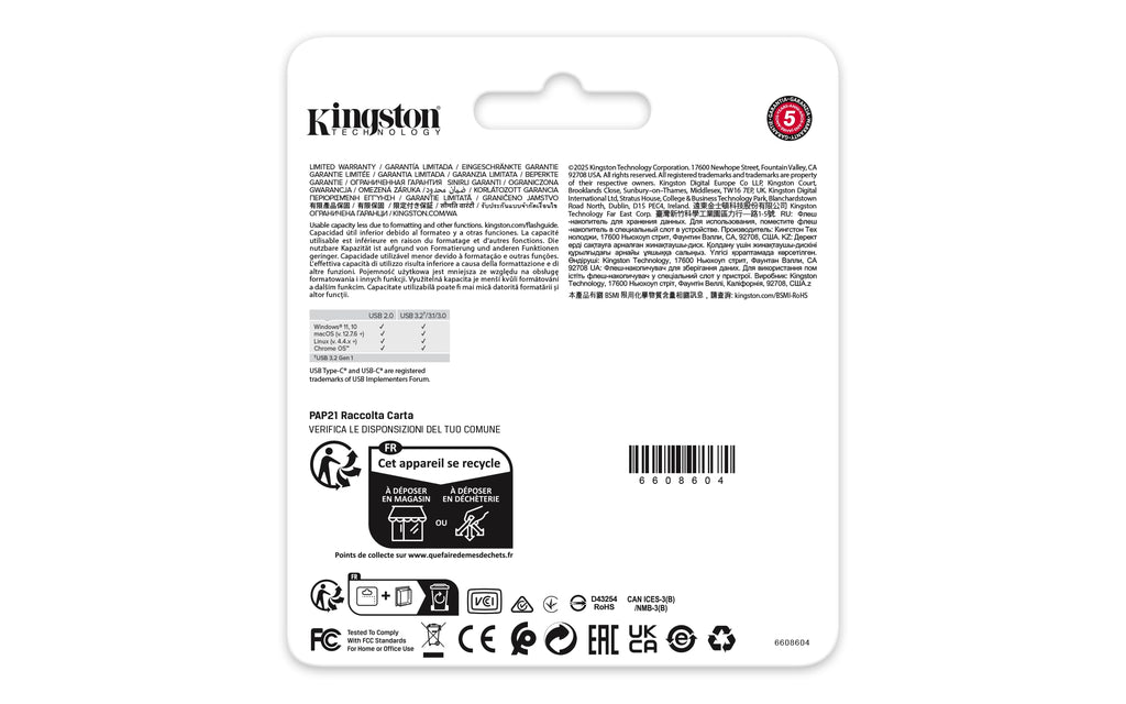 Kingston DataTraveler Duo USB Flash Drive 128GB USB-A + C 3.2 DuoG2 - DTDEG2/128GB