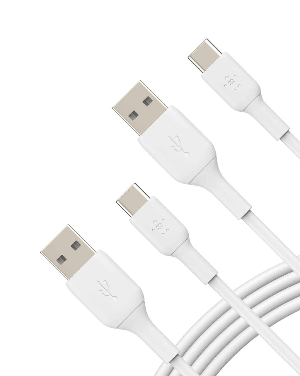 Belkin BoostCharge USB C charger cable, USB-C to USB-A cable, USB type C charging cable for iPhone 16, 15, Samsung Galaxy S24, S23, Google Pixel, iPad Pro, Nintendo Switch and more - 1m, 2pack, White