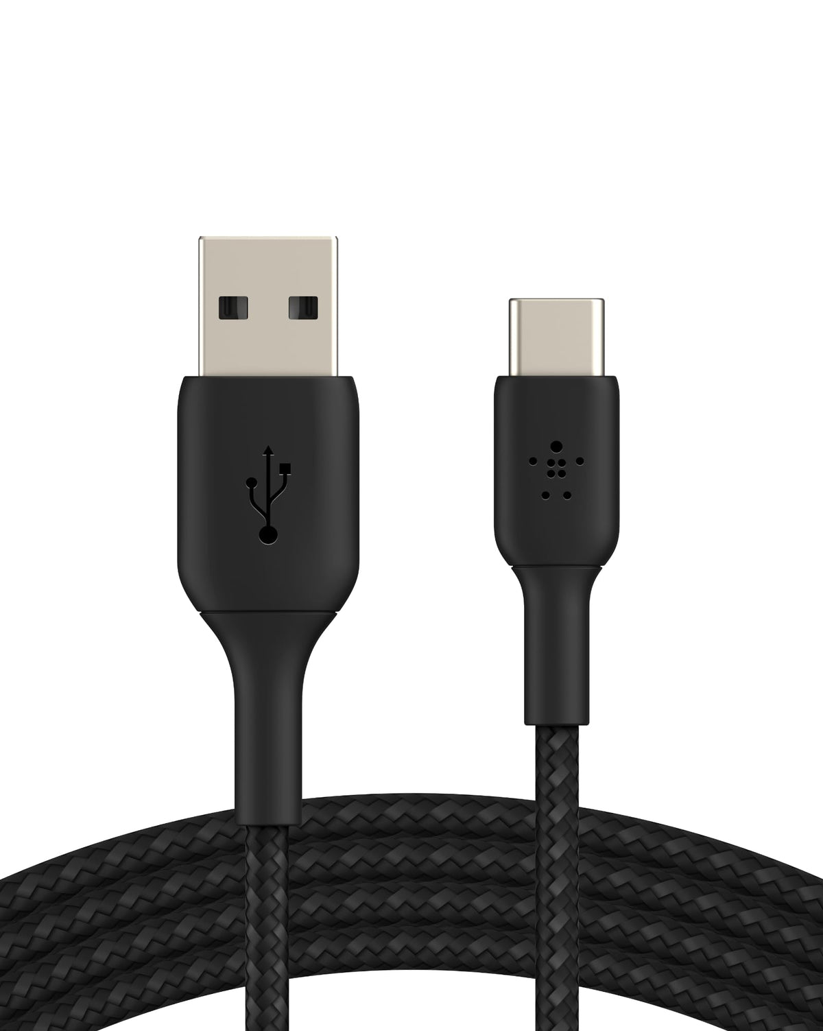 Belkin BoostCharge Braided USB C charger cable, USB-C to USB-A cable, USB type C charging cable for iPhone 16, 15, Samsung Galaxy S24, S23, Pixel, iPad, MacBook, Nintendo Switch and more - 2m, Black