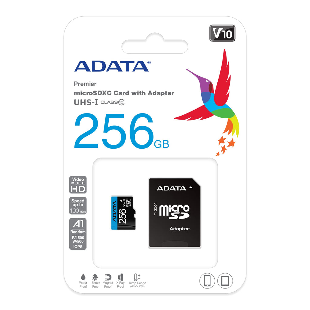 ADATA Premier 256GB MicroSDXC Class 10 UHS-I Flash Memory, Black
