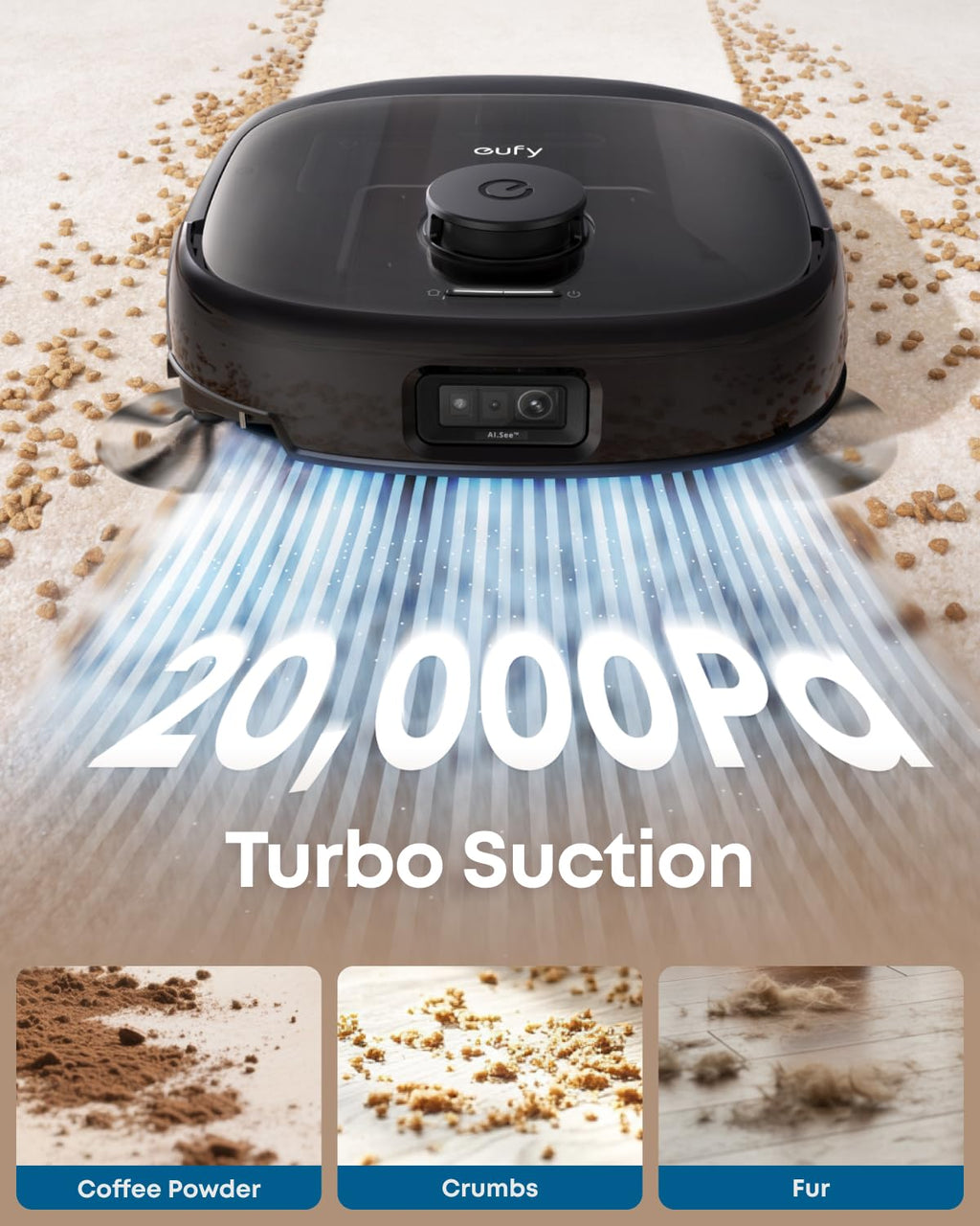 eufy E28 Omni Robot Vacuum Cleaner with Mop, HydroJet System, Portable Deep Cleaner for Carpet, Spot Cleaner, 20,000 Pa Turbo Suction, Zero Tangling, Corner-to-Edge Deep Cleaning, All-In-One Station