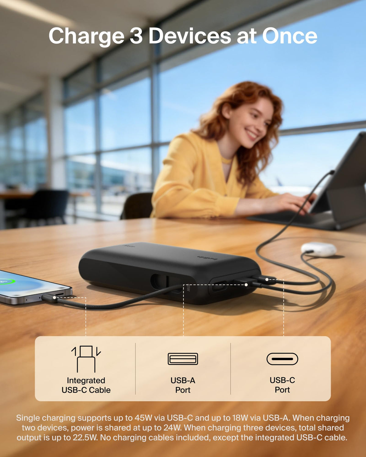 Belkin UltraCharge 20000mAh Power Bank with USB-C Cable and Display - Black