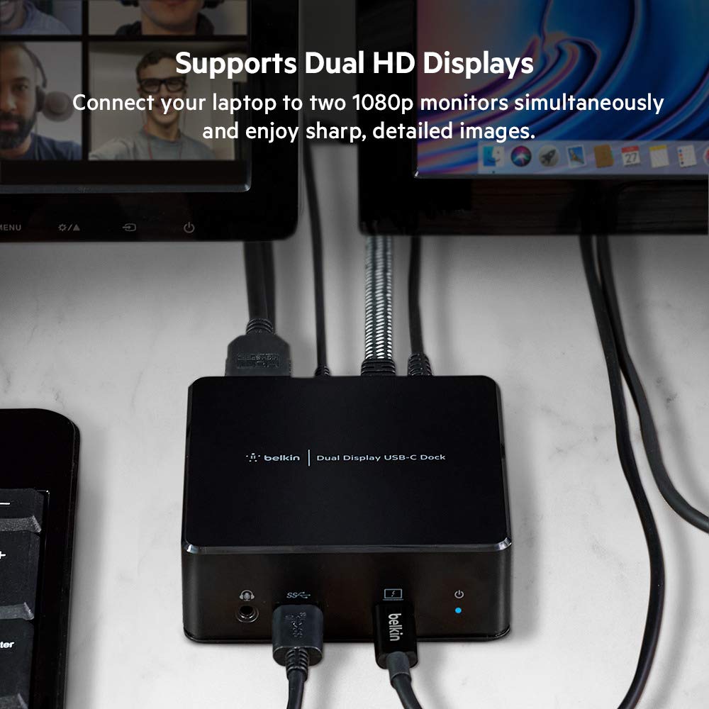 Belkin INC002VFBK USB-C to 2xHDMI 1xRJ-45 3xUSB-A Docking Station - Black