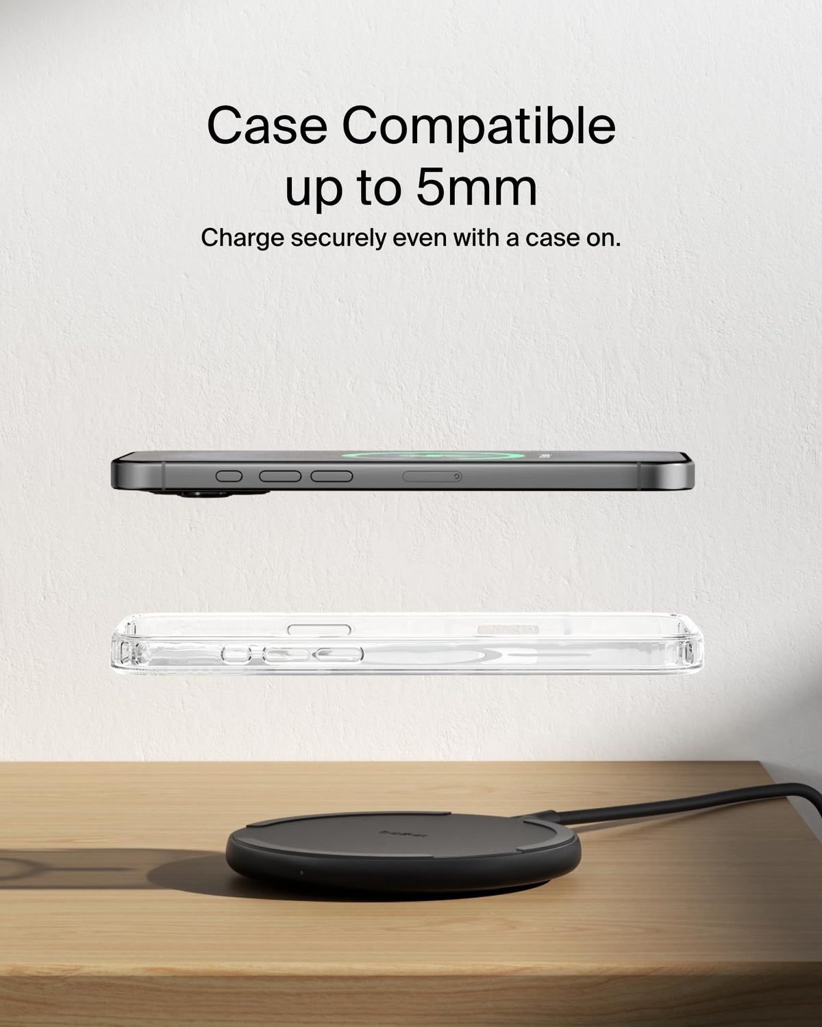 Belkin BoostCharge Wireless Charging Pad with Qi, 15W Fast Charging - Black