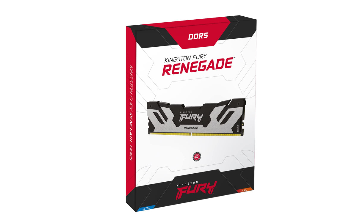 Kingston Fury Renegade DDR5 Silver/Black XMP 32GB 6400MT/s CL32 DIMM Desktop Gaming Memory (Kit of 2) - KF564C32RSK2-32