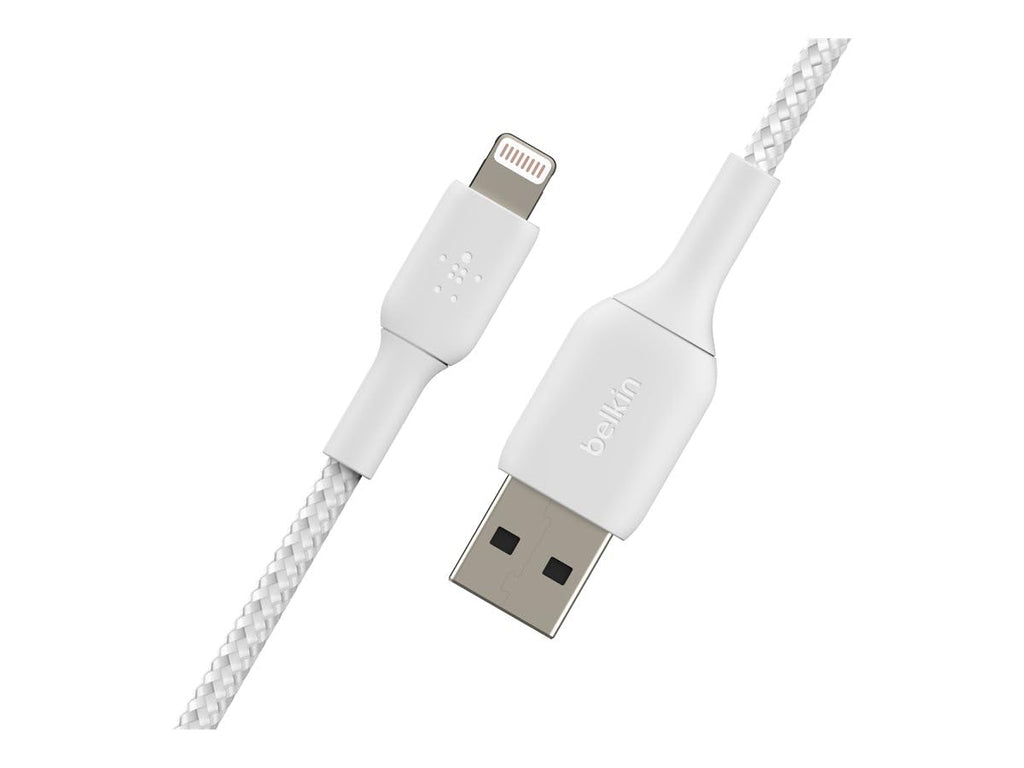 Belkin Braided Lightning Cable, Boost Charge Lightning to USB Cable for iPhone, iPad, AirPods, MFi-Certified, White, 1m